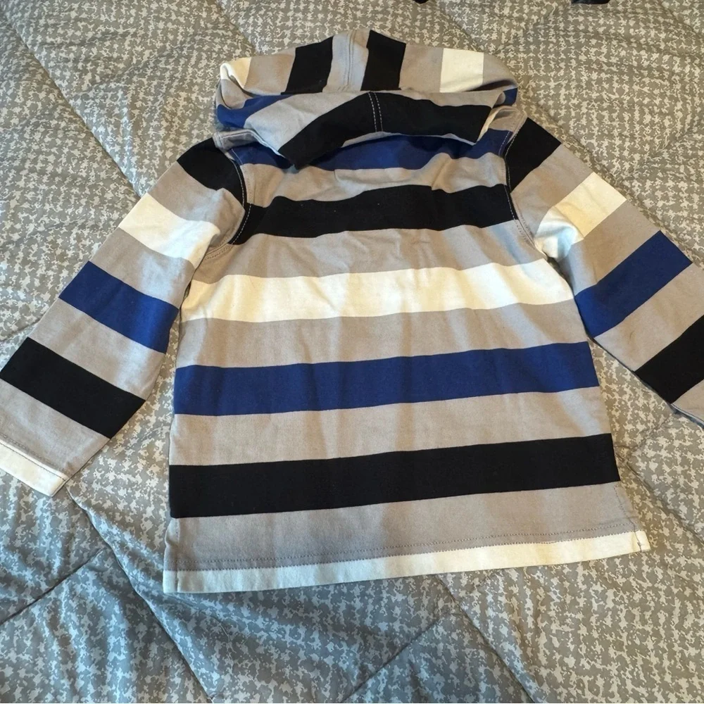Kids Gymboree Black Puffer Vest with Striped Hoodie long Sleeve